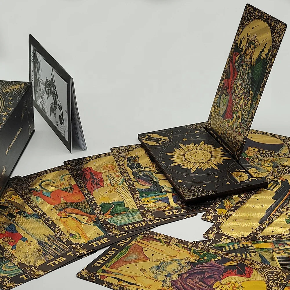 Foil Tarot Playing Cards with Wooden Stand