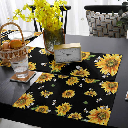 Buffalo Plaid Bee Happy Floral Placemat