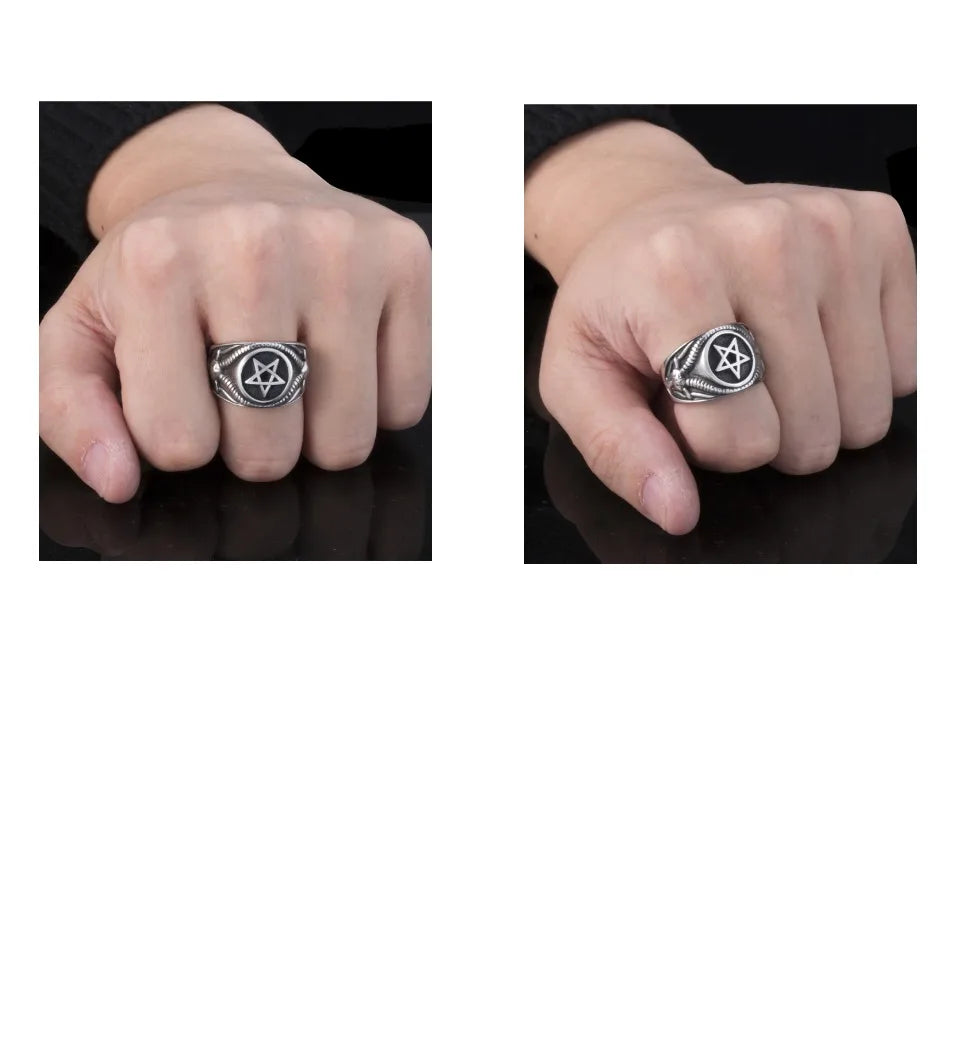 Men Stainless Steel Rings Pentagram