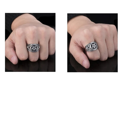 Men Stainless Steel Rings Pentagram