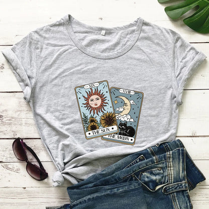 The Sun The Moon Tarot Card Colored T-shirt