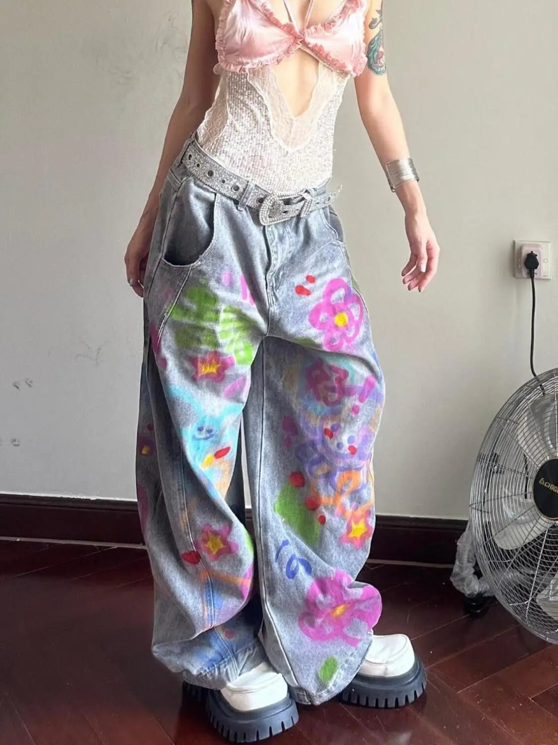 High Waist Retro Loose Slimming Straight Leg Women's Jeans