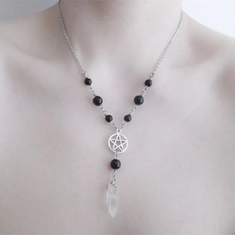 Gothic Beaded Pentagram Necklace