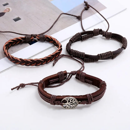 Vintage Life Tree Braided Leather Bracelets