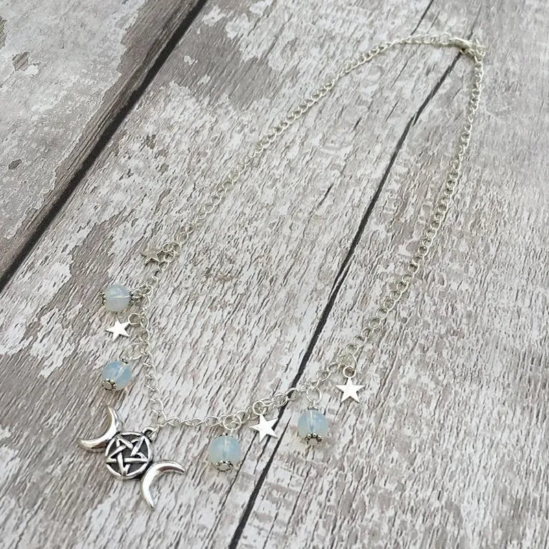 Gothic Beaded Pentagram Necklace