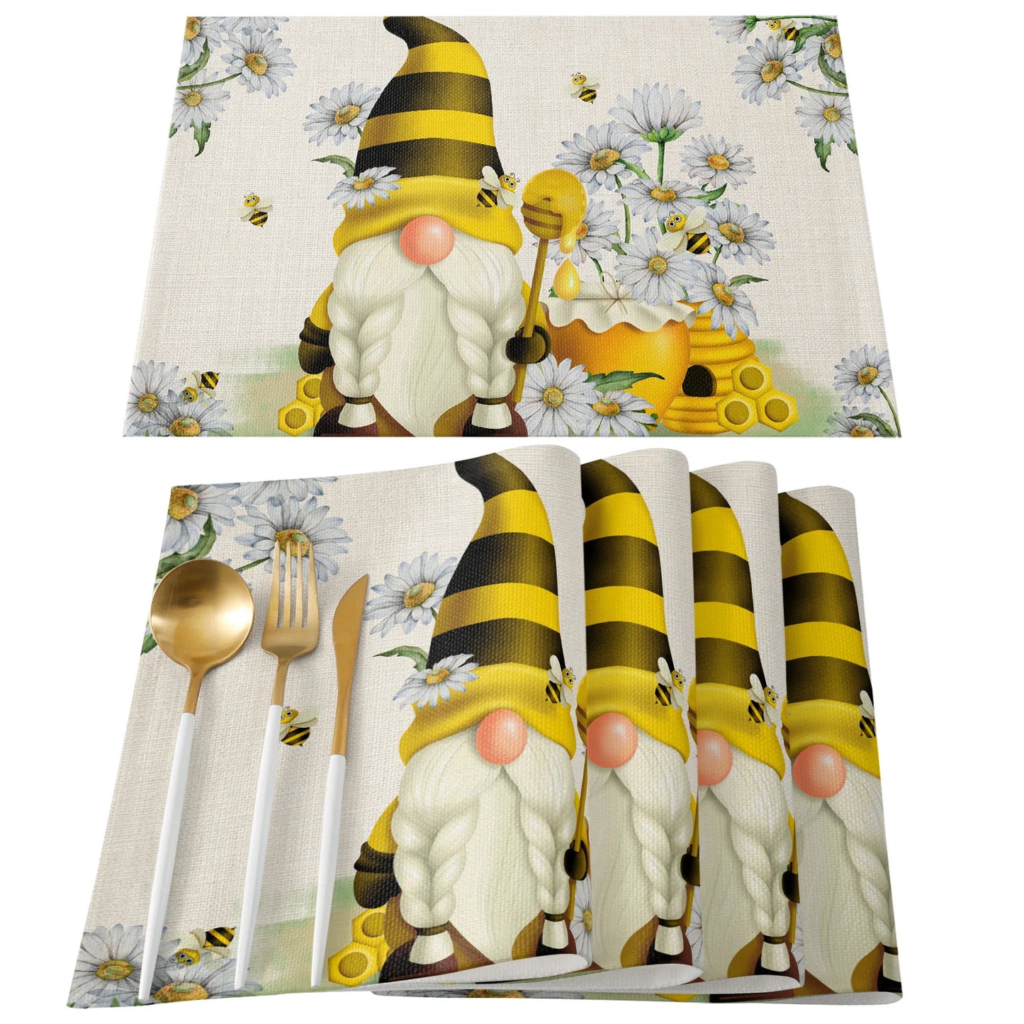 Buffalo Plaid Bee Happy Floral Placemat