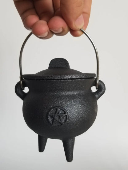 Metal Witch Cauldron with Candle Holder