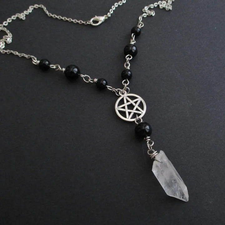 Gothic Beaded Pentagram Necklace