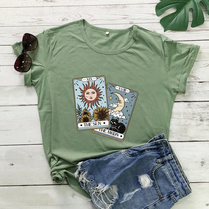 The Sun The Moon Tarot Card Colored T-shirt