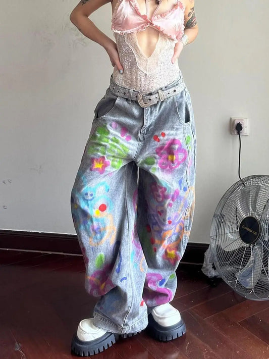 High Waist Retro Loose Slimming Straight Leg Women's Jeans