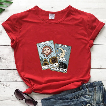 The Sun The Moon Tarot Card Colored T-shirt