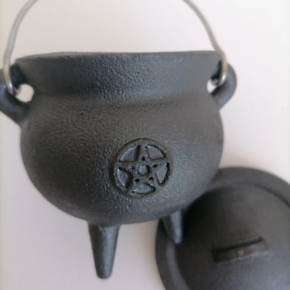 Metal Witch Cauldron with Candle Holder