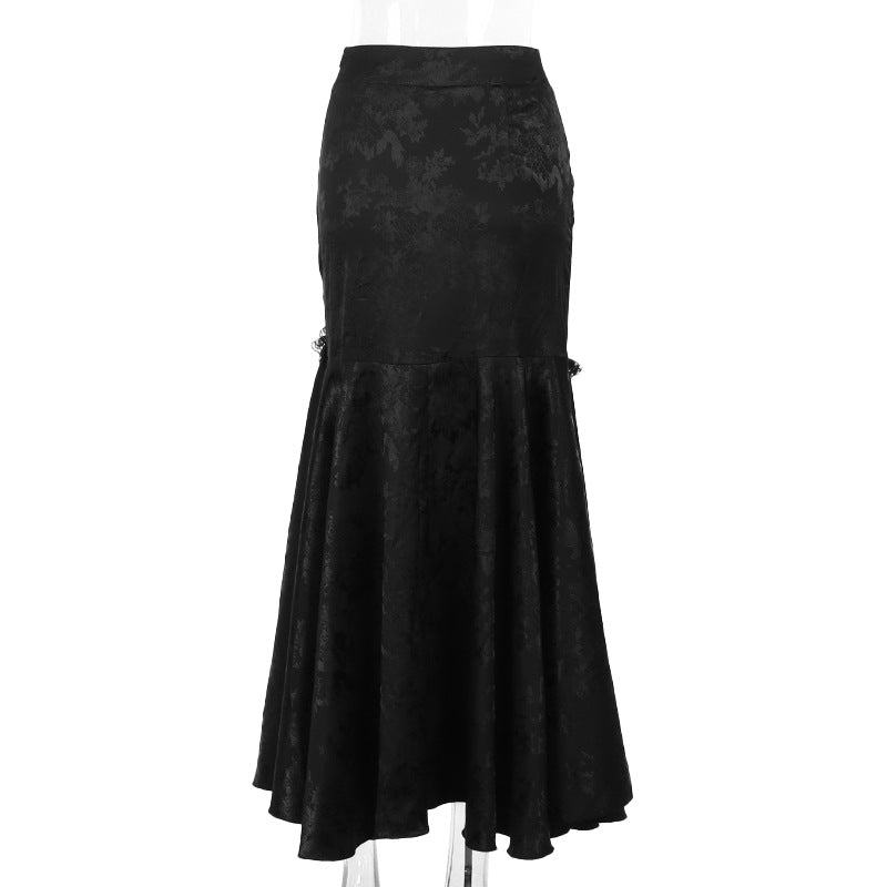 Velvet Fishtail Skirt Women Vintage