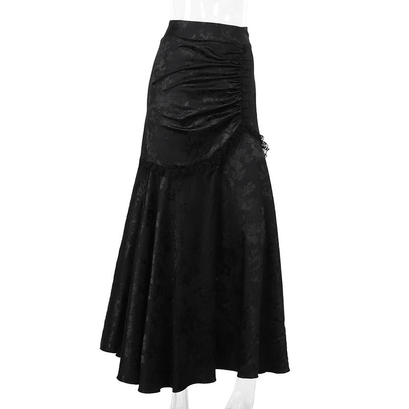 Velvet Fishtail Skirt Women Vintage