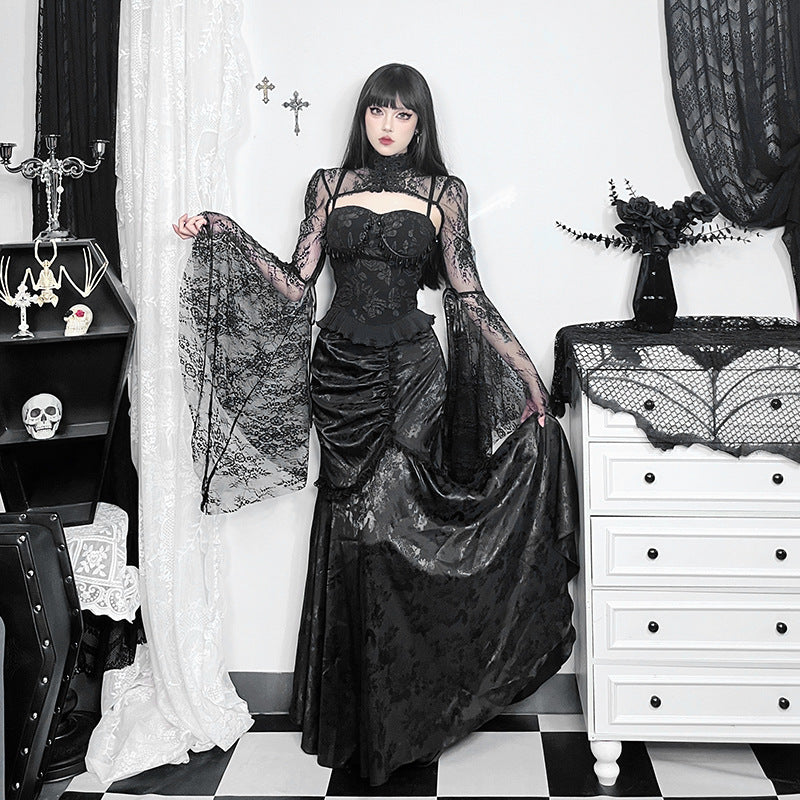 Velvet Fishtail Skirt Women Vintage