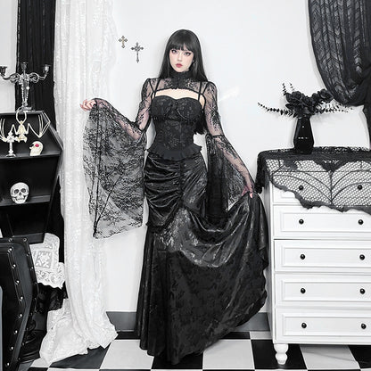 Velvet Fishtail Skirt Women Vintage