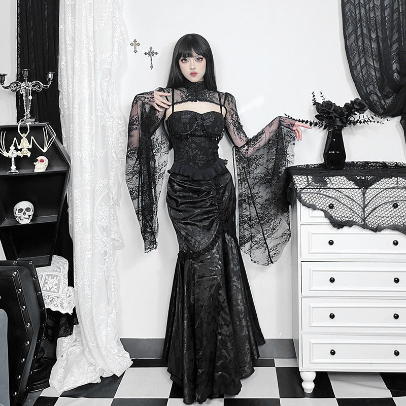 Velvet Fishtail Skirt Women Vintage