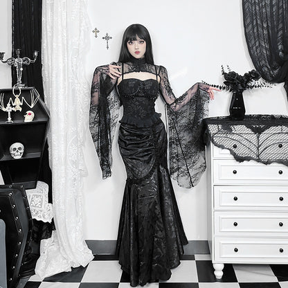 Velvet Fishtail Skirt Women Vintage