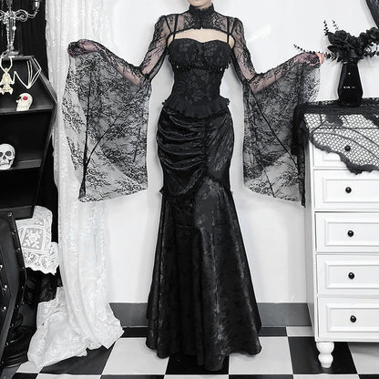 Velvet Fishtail Skirt Women Vintage