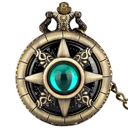 Hollow Sun Rhinestone Decorated Chic Bronze Quartz Pocket Watch Men Women Black Starry Roman Numerals Fob Chain Pendant Clock