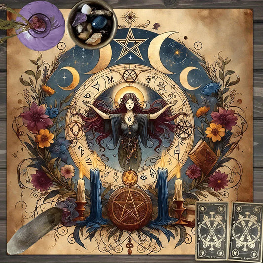 VIKAMA Witch Ritual Tablecloth Pentagram Array Vienna Rune Altar Magic Party Esoteric Decor Vintage Fantasy Tablecloth