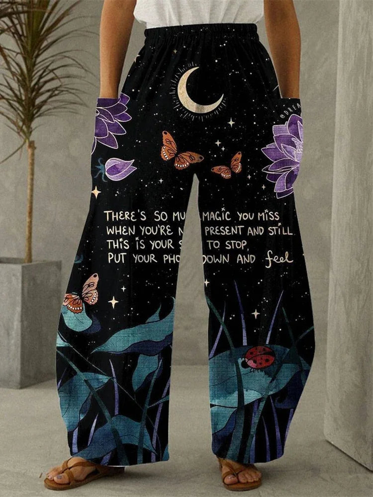Galaxy Moon Stars Full Length Wide Leg Pants