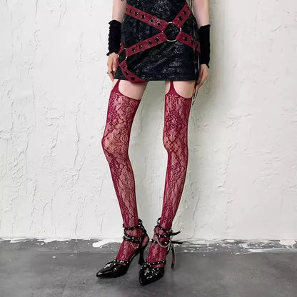 Lolita Girls Punk Style Floral Tights