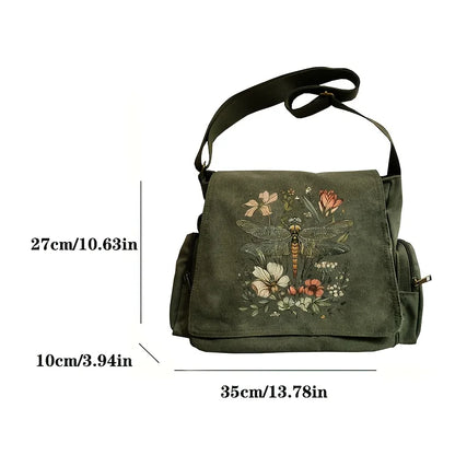 Stylish Dragonfly Print Women's Shoulder Bag Large Capacity