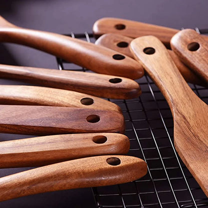 Wooden Cooking Spoons Smooth Teak