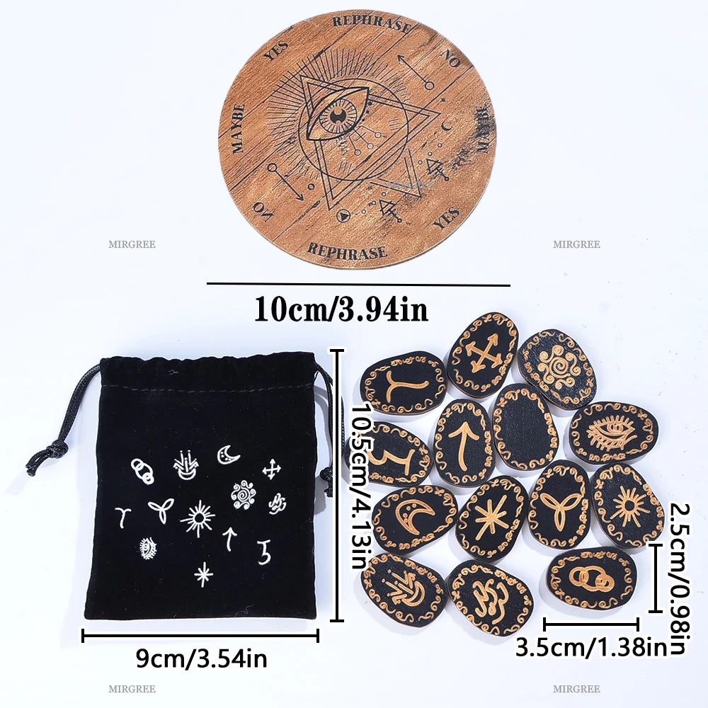 Mysterious Rune Set Handmade Wooden Rune