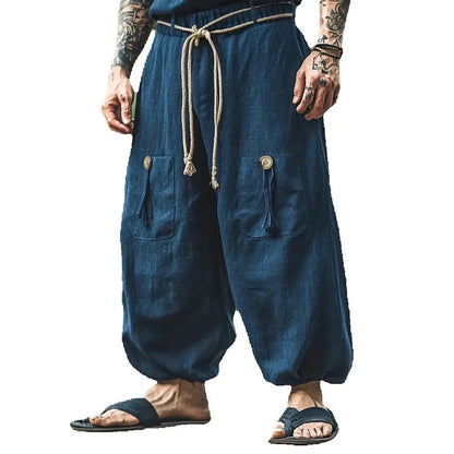 Casual Cotton And Linen Wide Leg Pants