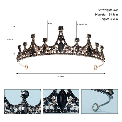 Black Crystal Rhinestone Tiaras