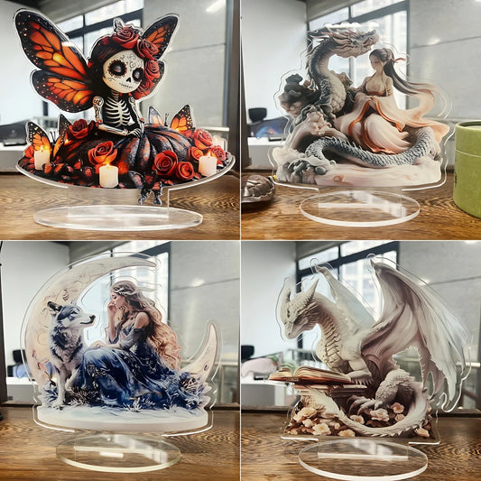 Acrylic Flower Elf &Dragon Table Decoration