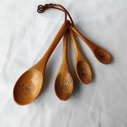 4 pcs Wooden Measuring Cup Or Spoon Set