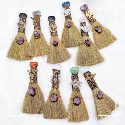 Natural Amethyst Crystal Love Heart Magic Broom
