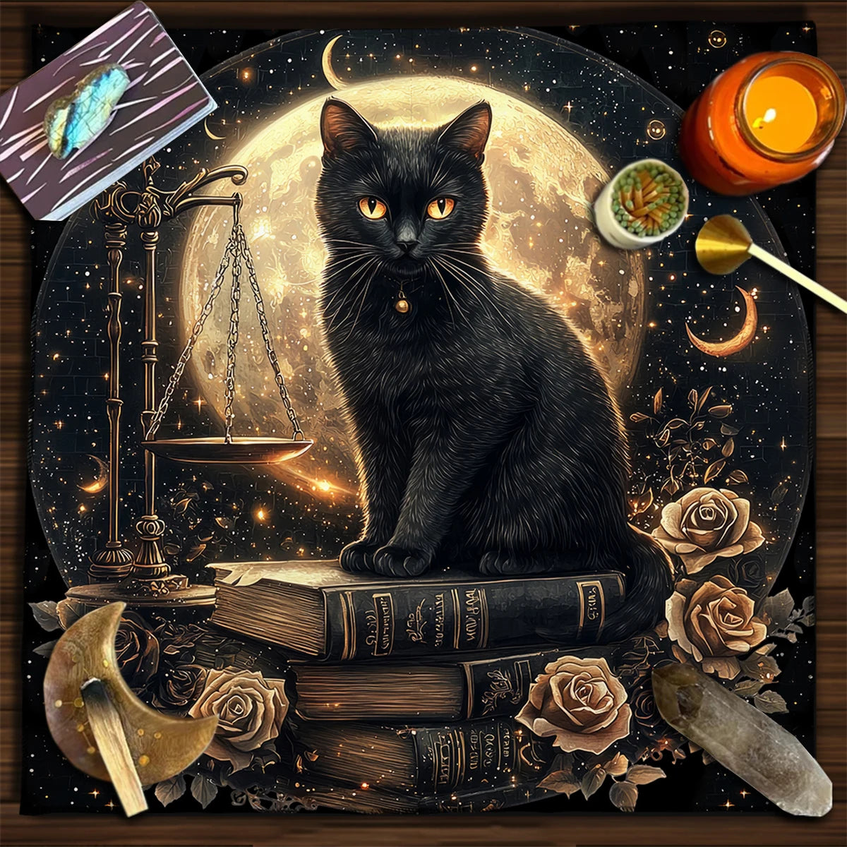 Esoteric Black Cat Tarot Tablecloth