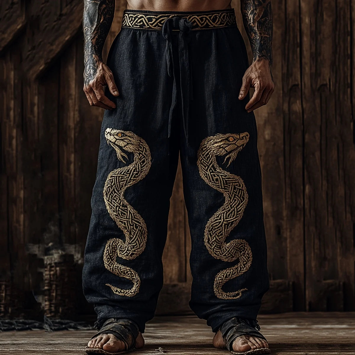 Men's Viking Retro Nordic Gods' Casual Straight Leg Pants