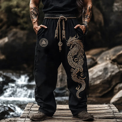 Men's Viking Retro Nordic Gods' Casual Straight Leg Pants