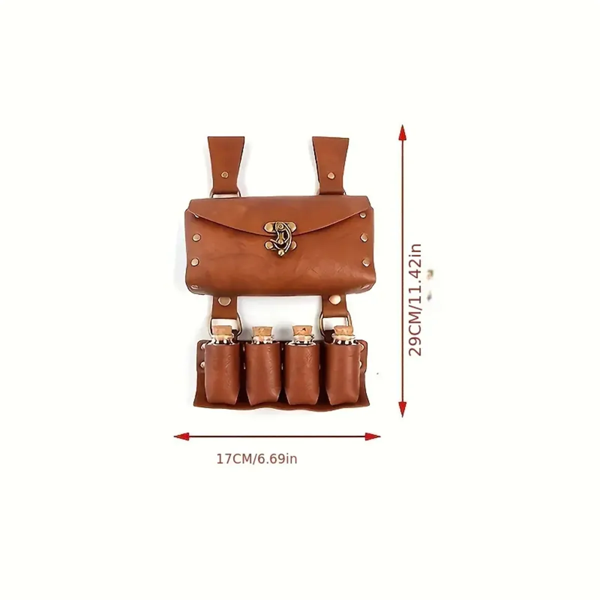 Renaissance Leather Belt Medieval Wizard Alchemy Glass Magic Bottle Cork Bottle Stopper Copper Coin Waist Bag Cosplay Belt