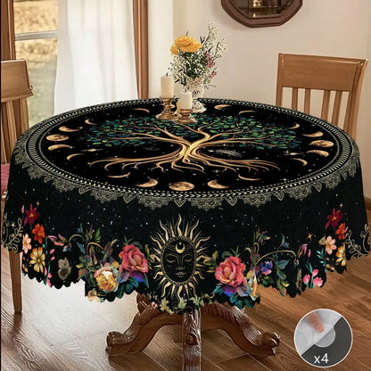 Tree of Life Constellation-Themed Round Tablecloth