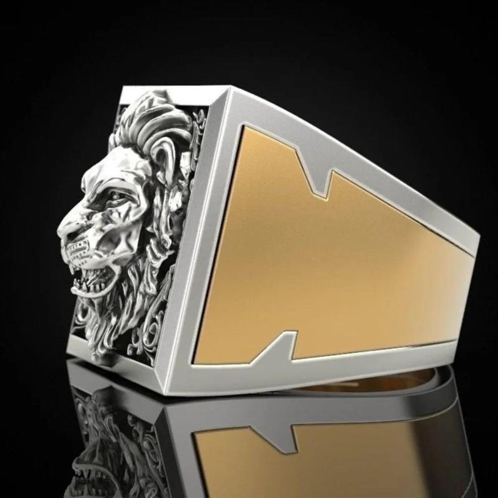 Lion Head Men's Ring Creative Storage