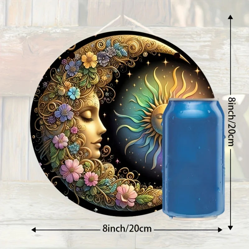 Mandala art style sun and moon wall plate