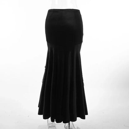 Velvet Fishtail Skirt Women Vintage
