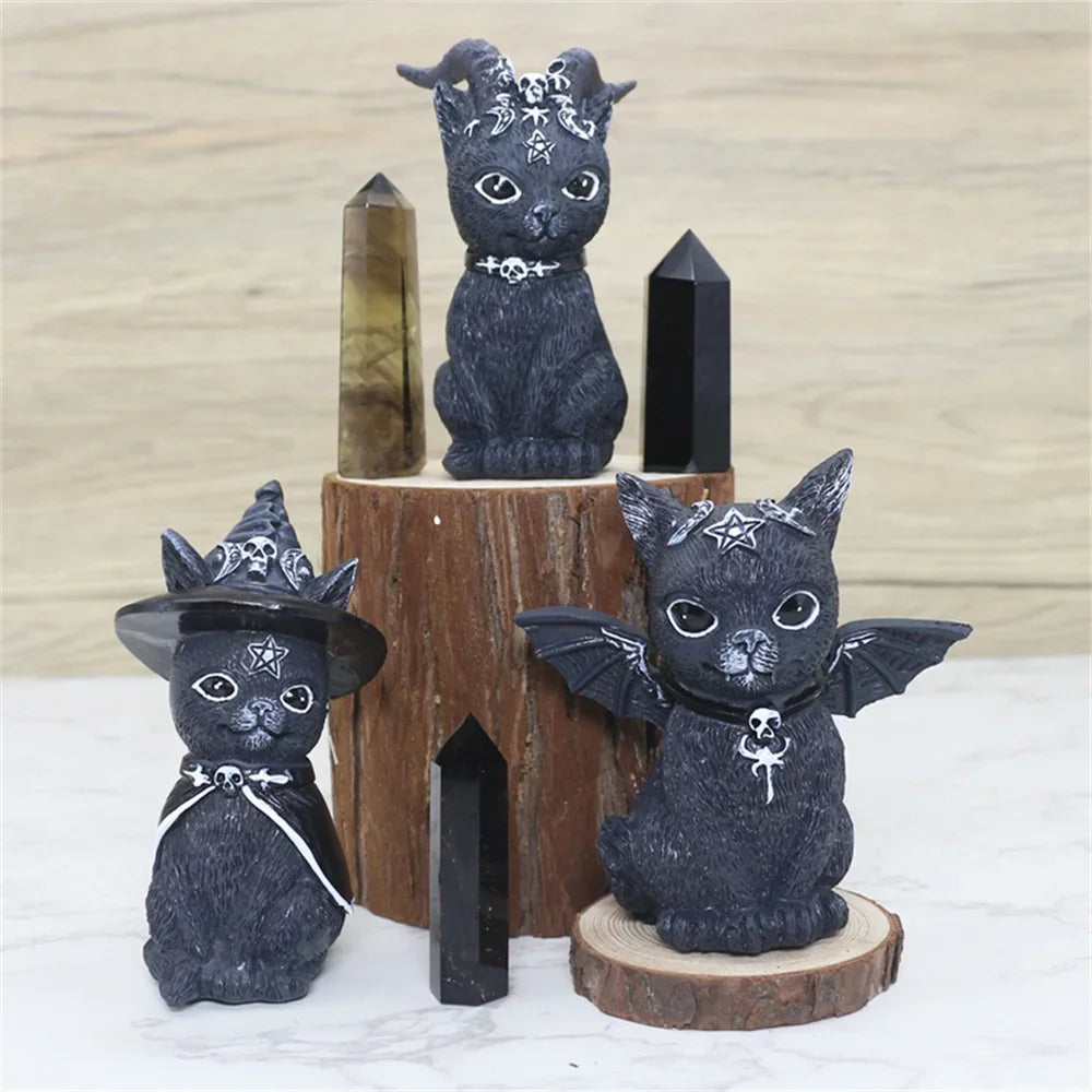 Mysterious Cute Cat Witch Figurine