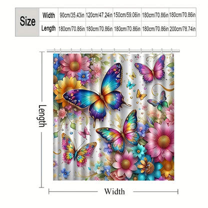 Butterfly print shower curtain