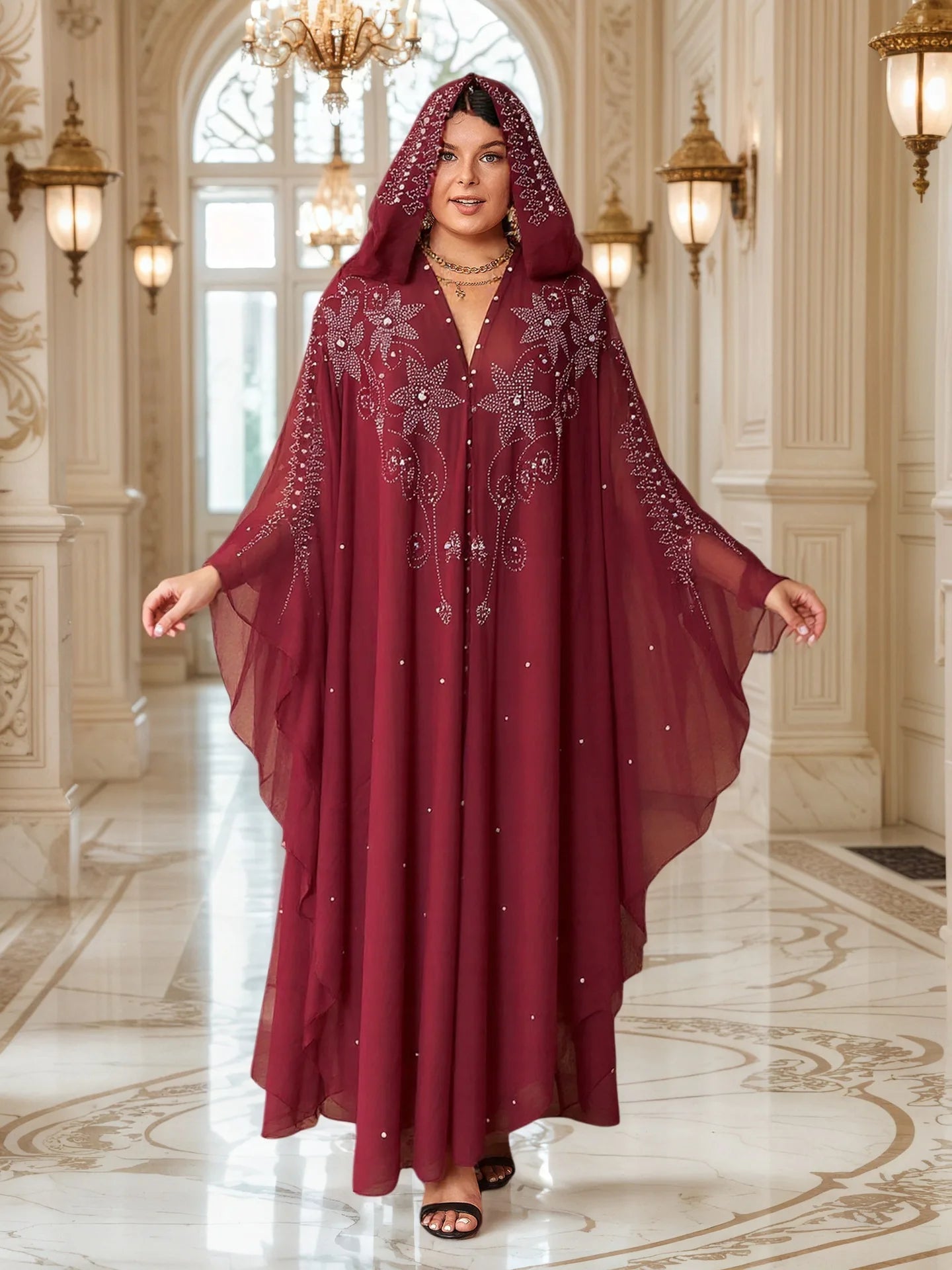 Eid Hooded Dress Abaya Women Muslim Party Dresses
