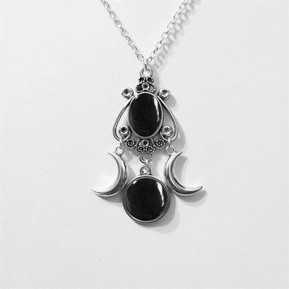 Triple Moon Goddess Necklace Amethyst Jewelry