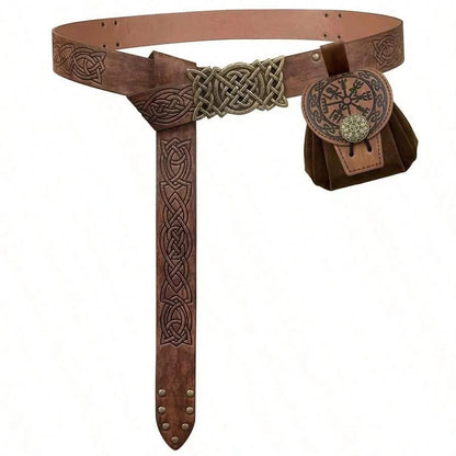 Steampunk Medieval Punk Style Fanny Packs for Men Pu Leather Coin Purse Hangable Belt Waist Bag Drawstring Hip Belt Bag Cosplay