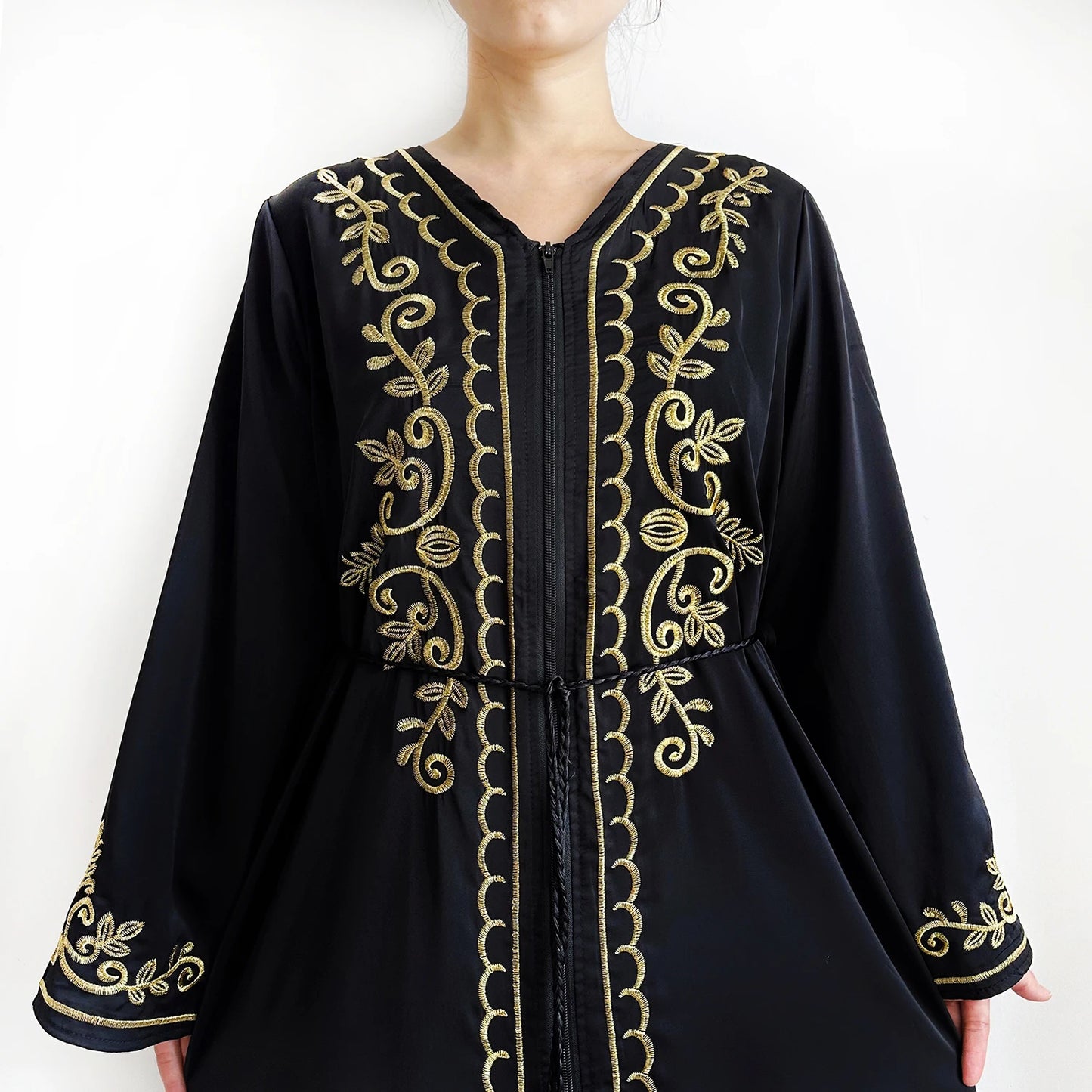 Elegant Women Abaya Long Sleeve Chiffon Dress