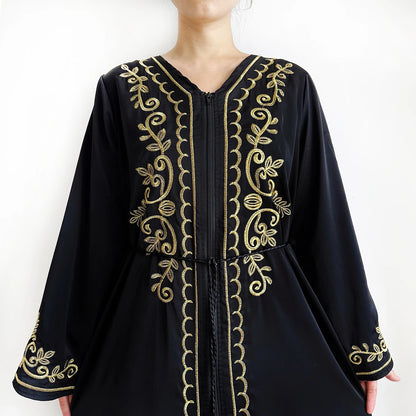 Elegant Women Abaya Long Sleeve Chiffon Dress
